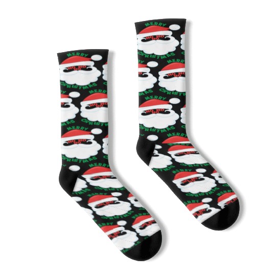 Santa Ho Ho Ho Merry Christmas Cheer Love Santa Socks