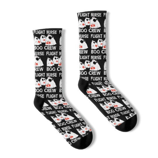 Flight Nurse Boo Crew Spooky Halloween Socks