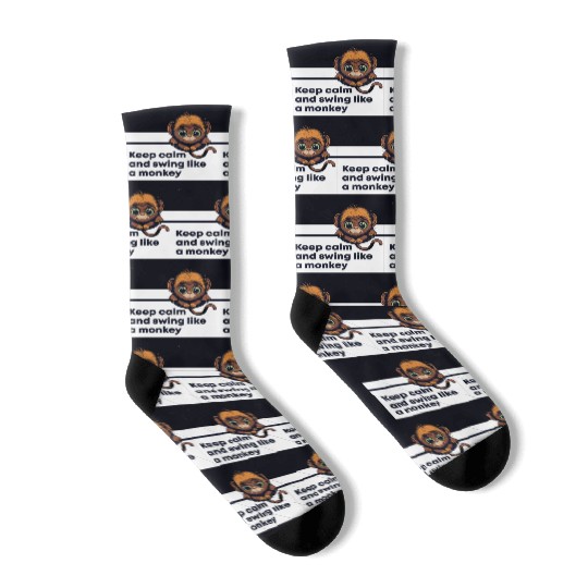 Cute monkey, Keep calm, Swing like a monkey Socks