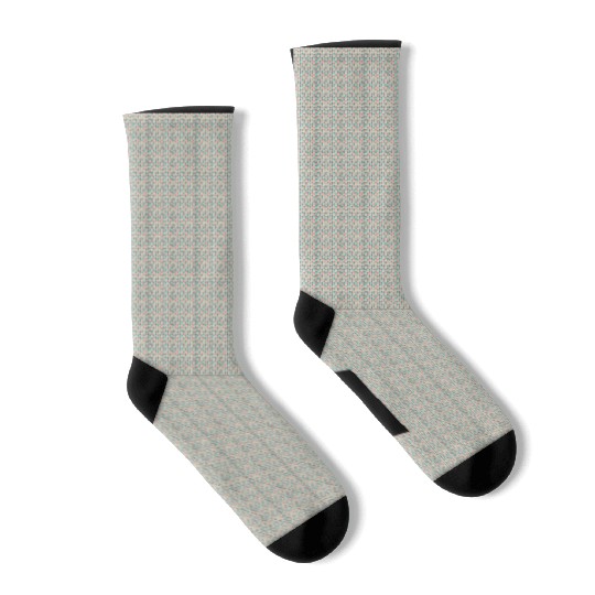 Retro Checkered Pattern Yellow Teal Coral Socks
