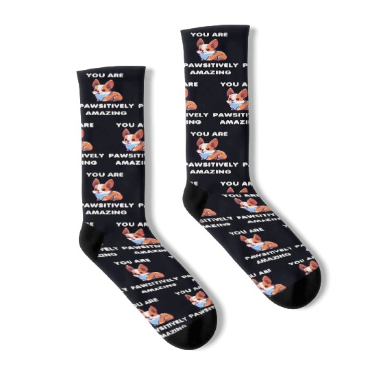 Motivational Corgi Positivity Socks