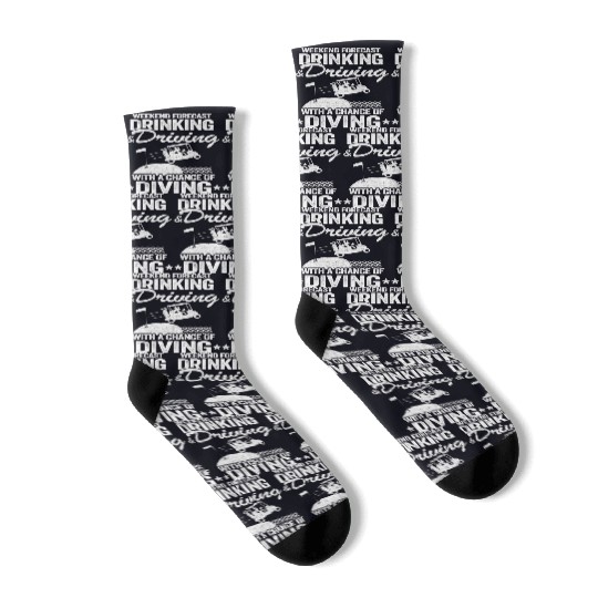 Beer Golf Cart Drinking Driving Diving Golfing Socks