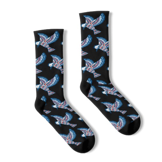 Native American Style Kingfisher Pacific Northwest Socks