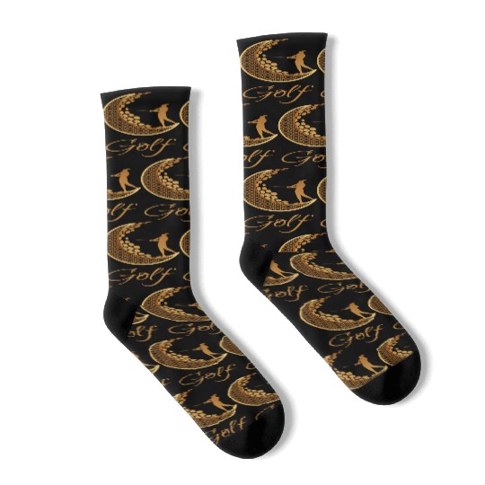 Golf In Gold Moon Socks