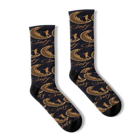 Golf In Gold Moon Socks