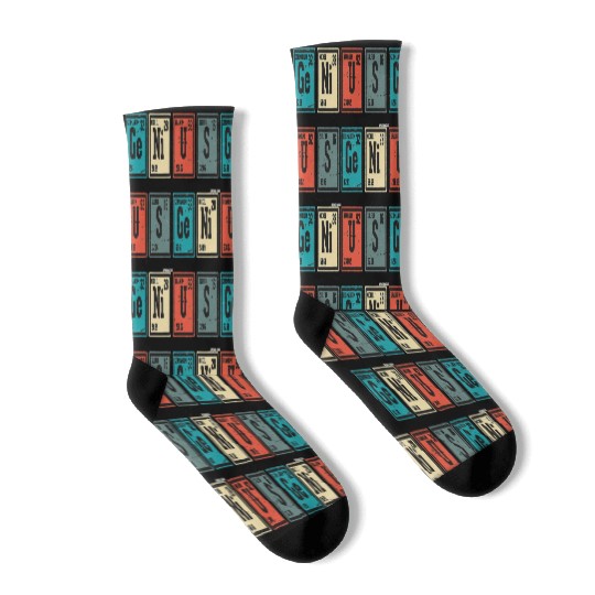 Genius Periodic Table Elements Chemistry Teacher Socks