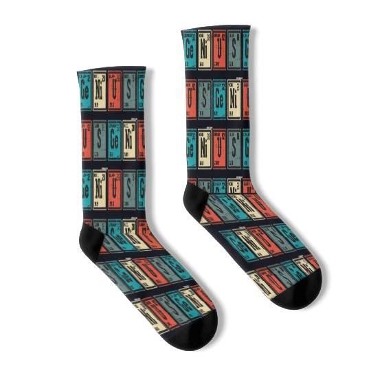 Genius Periodic Table Elements Chemistry Teacher Socks