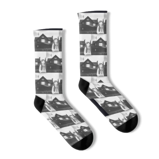 Is a haunted house??? (Black and white version) Socks