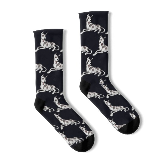 Dog Great Dane Harlequin Socks