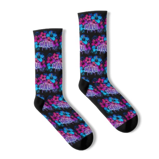 Maui Hibiscus Flower - Tropical Island Beauty Socks