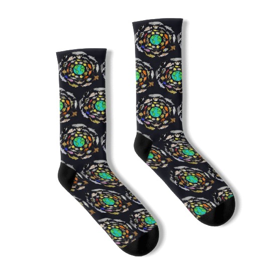 World Oceans Day Sea Life Socks