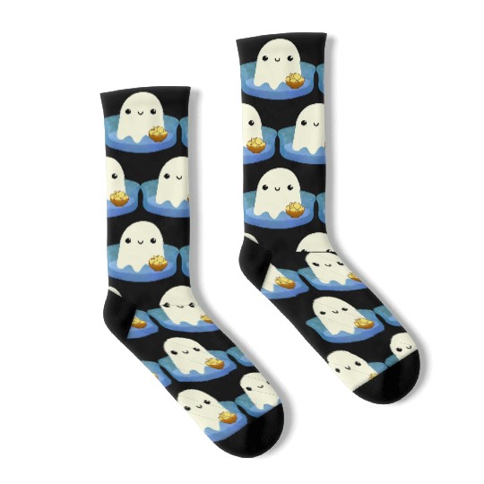 Couch Potato Ghost With Potato Chips Socks
