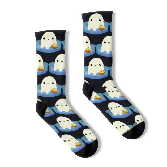 Couch Potato Ghost With Potato Chips Socks