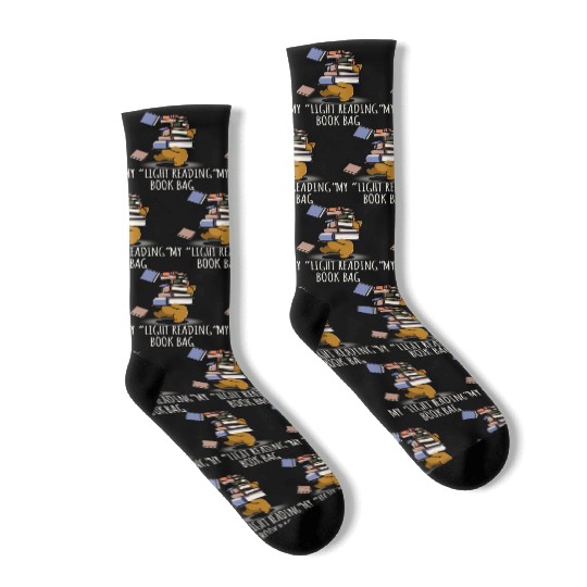 My Light Reading Book Funny Tote Bag Socks