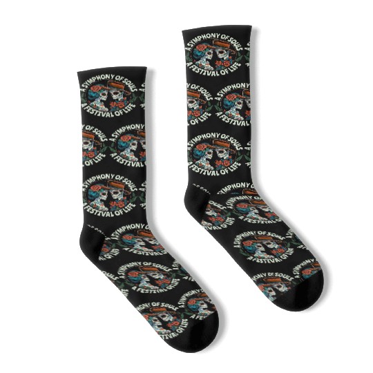 Dia De Los Muertos Sugar Skull Mexican Holiday Socks