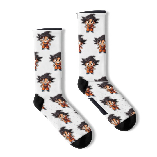 Goku Sticker Happy Bold Colors art toy style Socks
