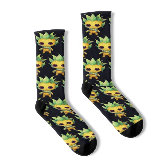 Alien Pineapple Fusion: Punk Hairstyle Socks
