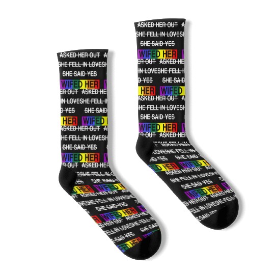 Her Lgbtq Romantic Lesbian Wedding Day Socks
