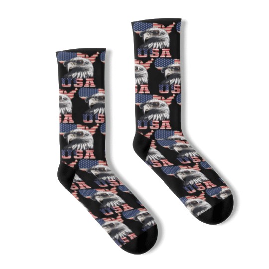 gift idea bald eagle american flag Socks