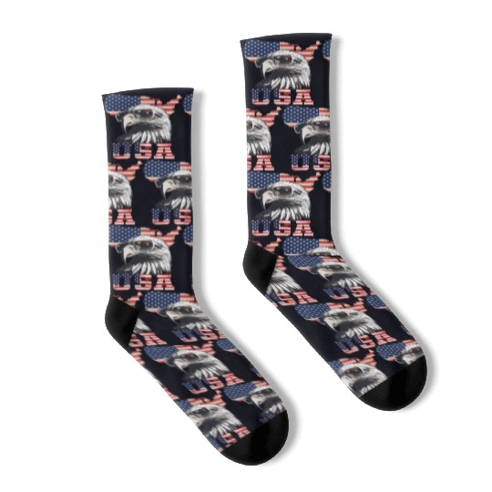 gift idea bald eagle american flag Socks