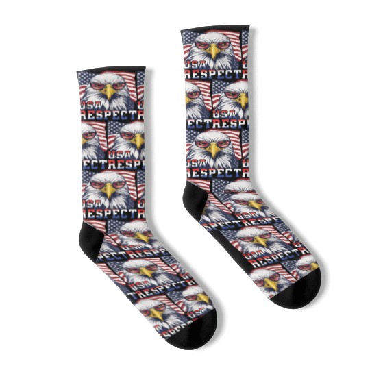 gift idea bald eagle american flag Socks