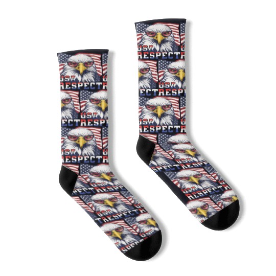gift idea bald eagle american flag Socks