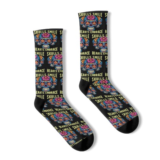 Dia De Los Muertos Sugar Skull Mexican Holiday Socks
