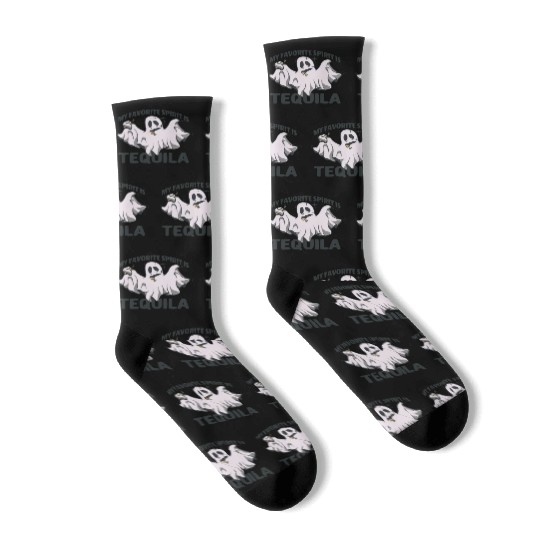 My Favorite Spirit Is Tequila Halloween Ghost Socks
