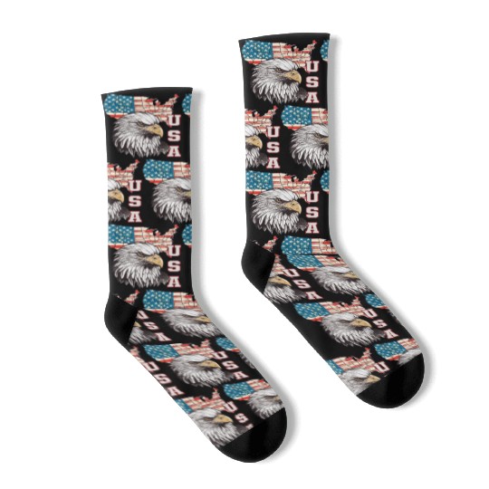gift idea bald eagle american flag Socks