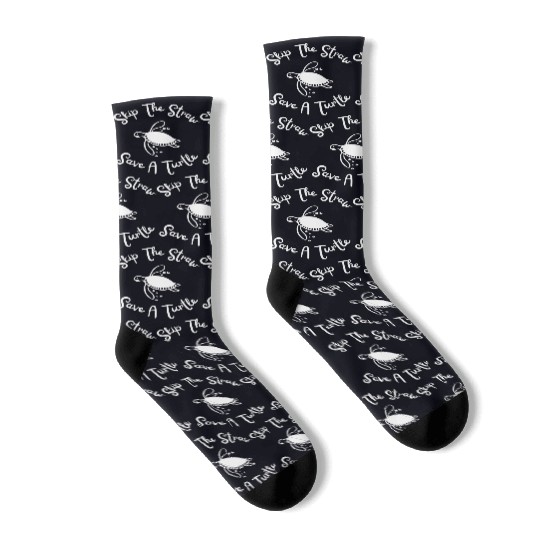 Skip The Straw Save A Turtle Cute Zero Waste Socks