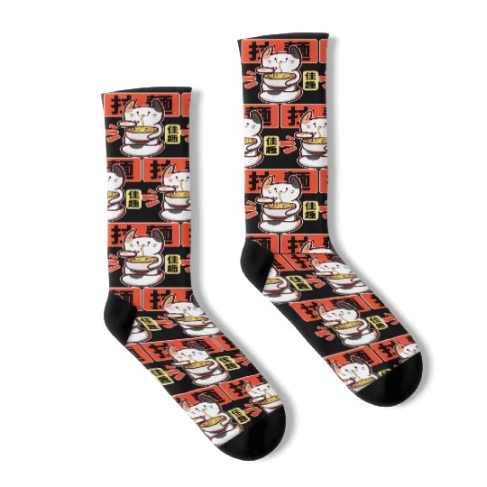 Kawaii Cat Eat Ramen Socks