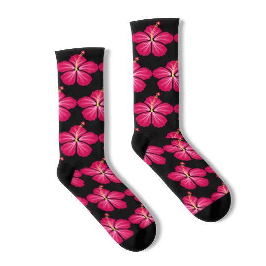 Pink Hibiscus Flower Socks