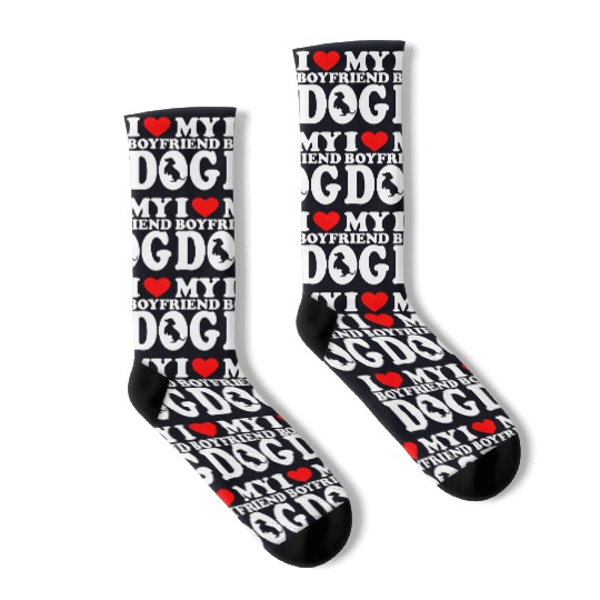 I Love My Boyfriend Dog Socks For Dog Lovers