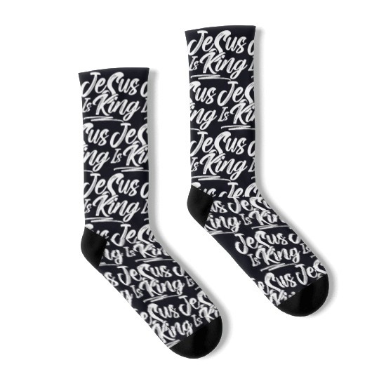Jesus Is King Love Jesus Christian Christmas Socks