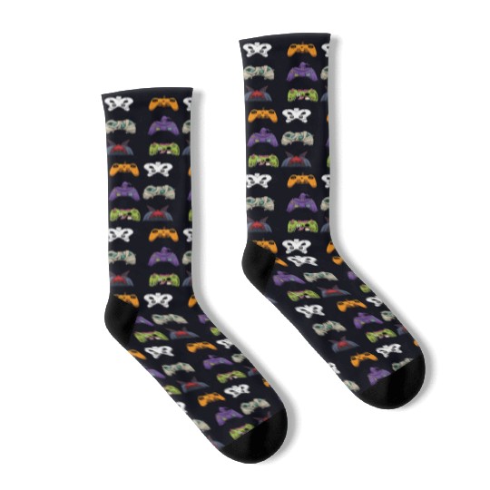 Gaming Gamer Game Controller Lazy Creepy Halloween Socks