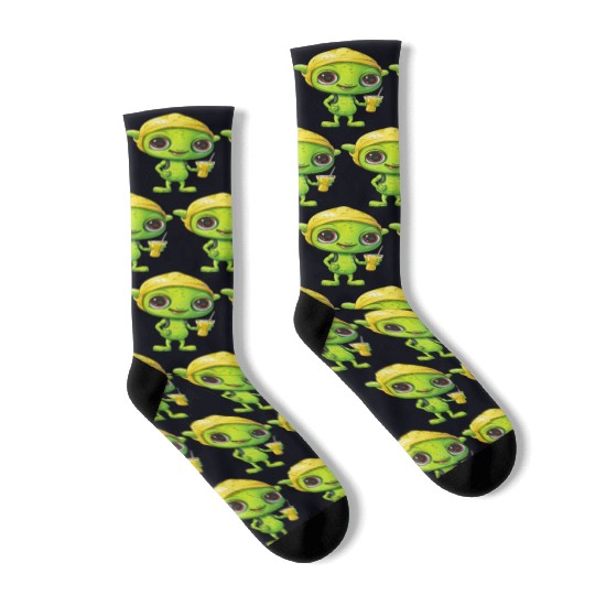 Refreshing Alien Lemonade: Green & Yellow Blend Socks