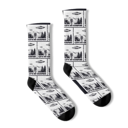 Let's Go Camping - White Ink Socks