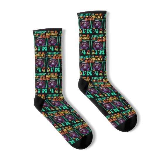 Thump Grunt Beat I'm 4 Gorilla Lover Kid 4th Socks