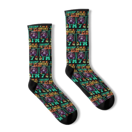 Thump Grunt Beat I'm 7 Gorilla Lover Kid 7th Socks