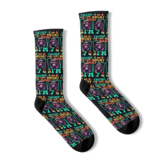 Thump Grunt Beat I'm 7 Gorilla Lover Kid 7th Socks