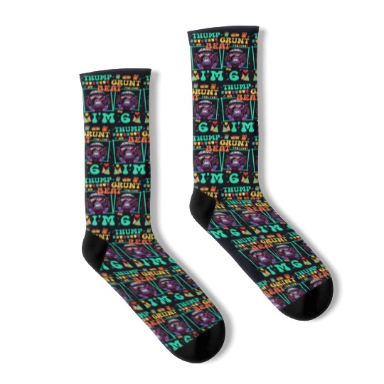 Thump Grunt Beat I'm 6 Gorilla Lover Kid 6th Socks