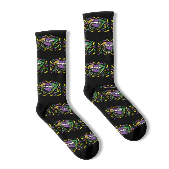 Lips Beads Mardi Gras Socks