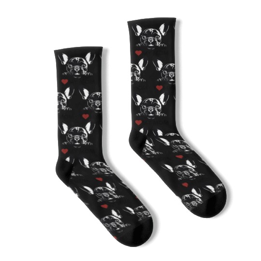 I Love My Mom - Old Black French Bulldog Socks