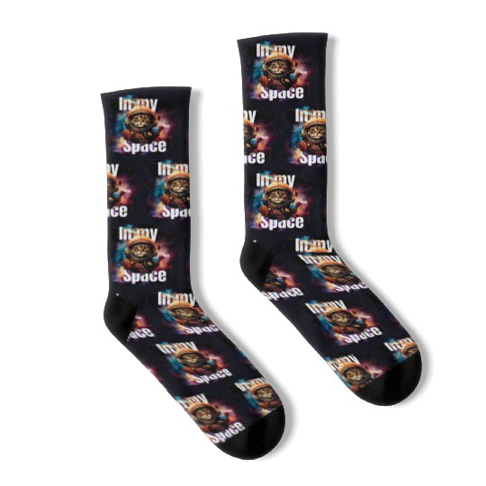 In my Mind Space Cat Astronaut Animal Pet Lover Socks