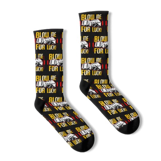 Poker Dice Blow Me For Luck Poker Game Gambling Socks