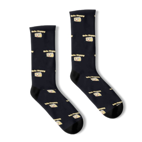 Brie Happy: Cheesy Pun for Cheese Lovers Socks