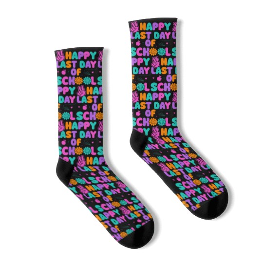 Happy Last Day Of School Teacher Summer Vacation Socks