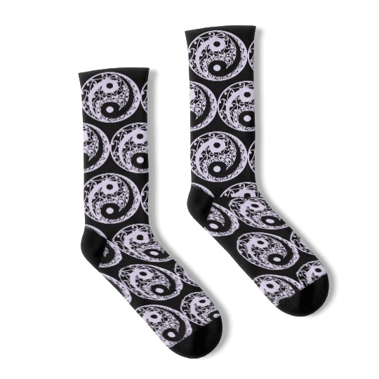 Yin And Yang Koru Pattern In A Light Purple Colour Socks