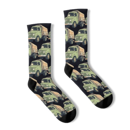 Green vintage truck Socks