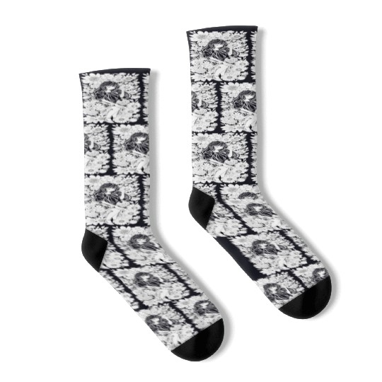 Flower Girl White for Black - DIGITAL Socks